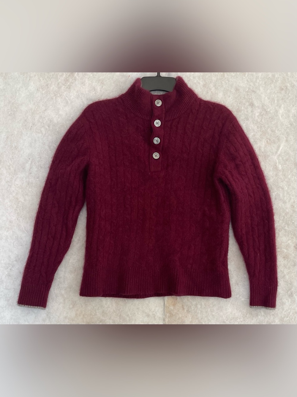 Daniel cremieux 100% Cashmere Maroon Cable Knit Button Henley Sweater (SKU612)